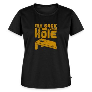 Cornhole - Frauen Premium Bio T-Shirt - Schwarz - Vorne - Selfina (174cm)