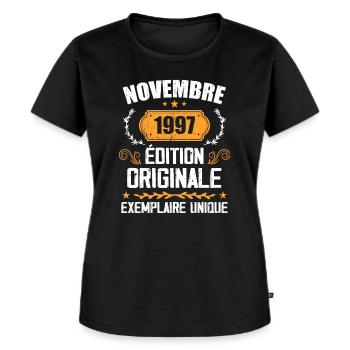Cadeau D'anniversaire En Novembre 1997 - 1997 - T-shirt Premium bio Femme - noir - Devant - Selfina (174cm)