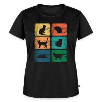 Felino - Maglietta ecologica premium da donna - nero - Fronte - Selfina (174cm)