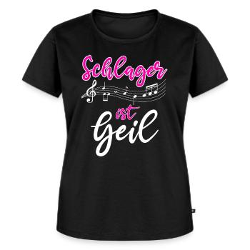 Schlager ist geil - Frauen Premium Bio T-Shirt - Schwarz - Vorne - Selfina (174cm)