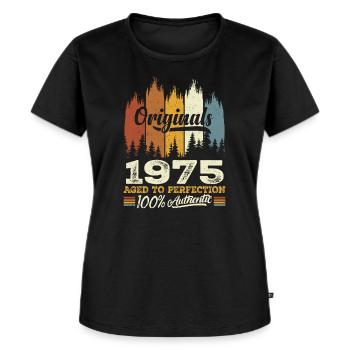 1975 Vintage Original 1975 Geburtstagsgeschenk - Frauen Premium Bio T-Shirt - Schwarz - Vorne - Selfina (174cm)