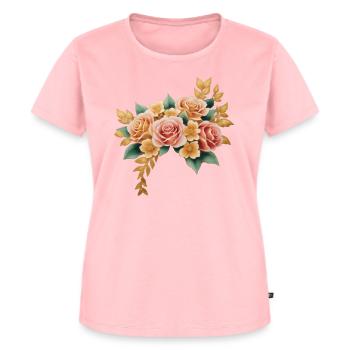 Fleurs vintage or et rose - T-shirt Premium bio Femme - rose - Devant - AI Model Female 172 dark (172cm)
