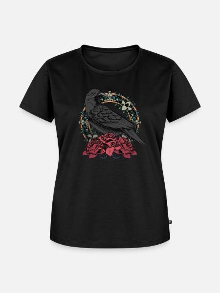 Rabe mit Rosenkranz - Frauen Premium Bio T-Shirt - Schwarz