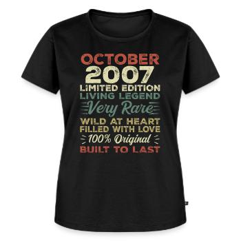 2007 Oktober 2007 Geburtstag Oktober 2007 Original - Frauen Premium Bio T-Shirt - Schwarz - Vorne - Selfina (174cm)