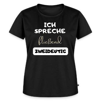 lustiger witziger Spruch zweideutig Text Geschenk - Frauen Premium Bio T-Shirt - Schwarz - Vorne - Selfina (174cm)