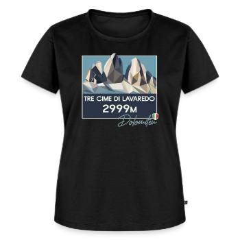 Drei Zinnen Tre Cime Dolomiten E5 Südtirol Retro - Frauen Premium Bio T-Shirt - Schwarz - Vorne - Selfina (174cm)
