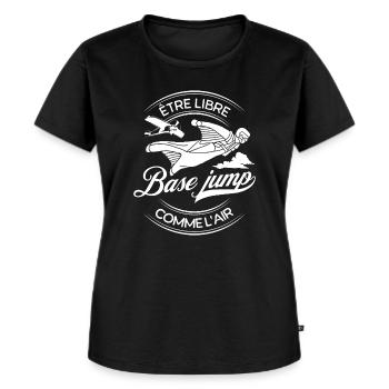 Base Jump Être Libre Comme l'Air - T-shirt Premium bio Femme - noir - Devant - Selfina (174cm)