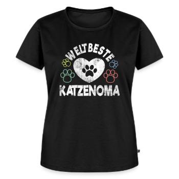 weltbeste Katzenoma Katzen Oma T-Shirt - Frauen Premium Bio T-Shirt - Schwarz - Vorne - Selfina (174cm)