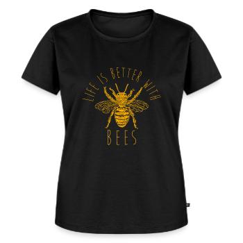Bienen Imker Geschenk - Frauen Premium Bio T-Shirt - Schwarz - Vorne - Selfina (174cm)