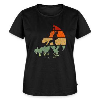 Freizeit Boulder Retro Klettershirt Sportklettern - Frauen Premium Bio T-Shirt - Schwarz - Vorne - Selfina (174cm)