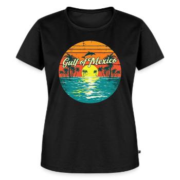 Golf von Mexiko Strand Palmen Sommerferien tshirt - Frauen Premium Bio T-Shirt - Schwarz - Vorne - Selfina (174cm)