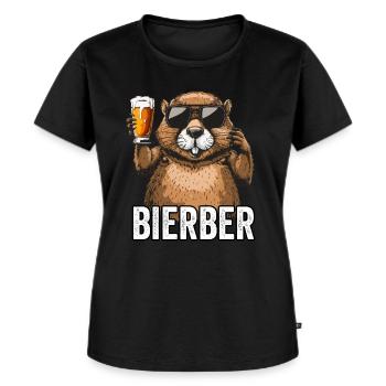 Bierber Biertrinker - Frauen Premium Bio T-Shirt - Schwarz - Vorne - Selfina (174cm)