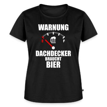 DACHDECKER Spruch Bier - Frauen Premium Bio T-Shirt - Schwarz - Vorne - Selfina (174cm)