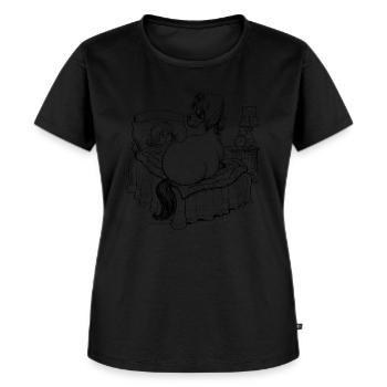Thelwell Cartoon Pony im Bett - Frauen Premium Bio T-Shirt - Schwarz - Vorne - Selfina (174cm)