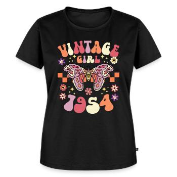 Vintage Année 1954 Fête Anniversaire Femme 70 Ans - T-shirt Premium bio Femme - noir - Devant - Selfina (174cm)