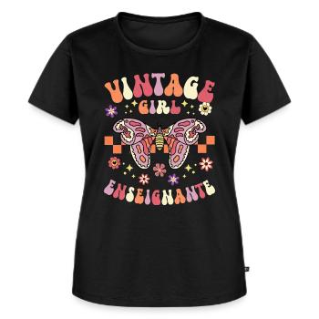 Fille Vintage Femme Enseignante - T-shirt Premium bio Femme - noir - Devant - Selfina (174cm)