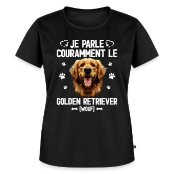Parler Le Golden Retriever Cadeau Humour Chien - T-shirt Premium bio Femme - noir - Devant - Selfina (174cm)
