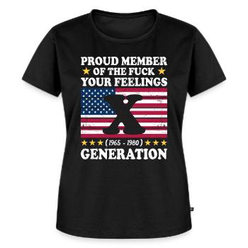 USA Vintage Generation X Geschenkidee - Frauen Premium Bio T-Shirt - Schwarz - Vorne - Selfina (174cm)