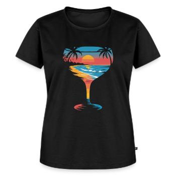 Sommerlicher Sonnenuntergang im Cocktailglas - Frauen Premium Bio T-Shirt - Schwarz - Vorne - Selfina (174cm)