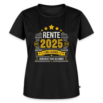 Rente 2025 – Eine Legende verlässt das Gelände - Frauen Premium Bio T-Shirt - Schwarz - Vorne - Selfina (174cm)