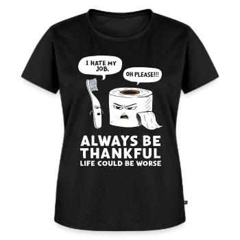 Toiletten Humor Klo Witz für einen Toiletten Witz - Frauen Premium Bio T-Shirt - Schwarz - Vorne - Selfina (174cm)