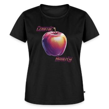 Pomme cosmique - T-shirt Premium bio Femme - noir - Devant - Selfina (174cm)