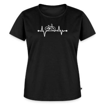 Fahrrad Herzschlag - Frauen Premium Bio T-Shirt - Schwarz - Vorne - Selfina (174cm)