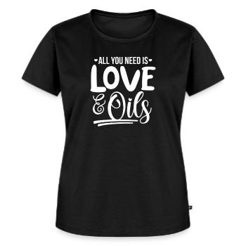 Essential Oils Ätherische Öle - Frauen Premium Bio T-Shirt - Schwarz - Vorne - Selfina (174cm)