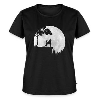 Luna Llena - Noche - Caniche - Perro - Silueta - Camiseta ecológica prémium para mujer - negro - delante - Selfina (174cm)