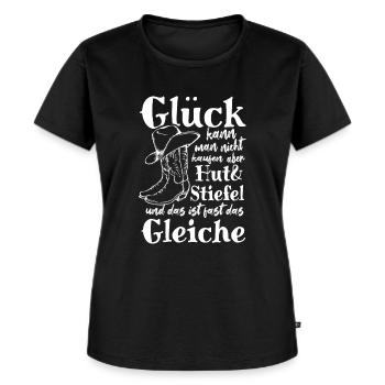 Glück kann man nicht kaufen Linedance Hut Stiefel - Frauen Premium Bio T-Shirt - Schwarz - Vorne - Selfina (174cm)