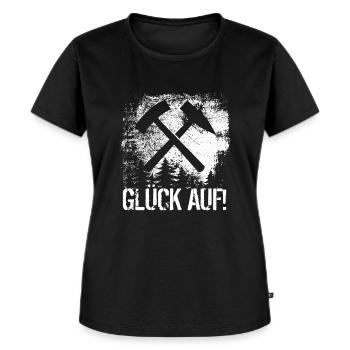 Bergbau - Glück auf - Schacht - Kohlegrube - Frauen Premium Bio T-Shirt - Schwarz - Vorne - Selfina (174cm)