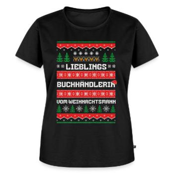 Lieblings Buchhändlerin des Weihnachtsmanns - Frauen Premium Bio T-Shirt - Schwarz - Vorne - Selfina (174cm)