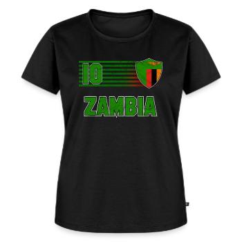 Sambia - Frauen Premium Bio T-Shirt - Schwarz - Vorne - Selfina (174cm)