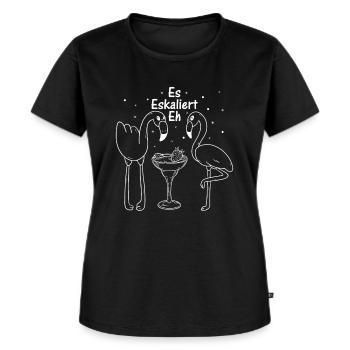 Après-Ski Party Vogel Flamingo Es Eskaliert Eh Fla - Frauen Premium Bio T-Shirt - Schwarz - Vorne - Selfina (174cm)