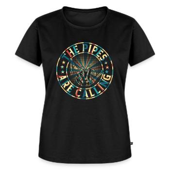 The Pipes Are Calling - Bagpipe Funny Bagpiper - Frauen Premium Bio T-Shirt - Schwarz - Vorne - Selfina (174cm)