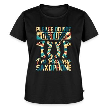 S’il vous plaît ne pas déranger Je joue du saxophone - Saxo - T-shirt Premium bio Femme - noir - Devant - Selfina (174cm)