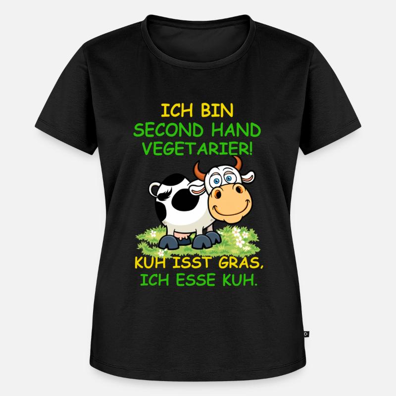 Ich bin Second Hand Vegetarier - Frauen Premium Bio T-Shirt - Schwarz