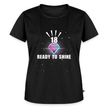 Lustige Geschenke zum 18. Geburtstag Endlich 18 - Frauen Premium Bio T-Shirt - Schwarz - Vorne - Selfina (174cm)
