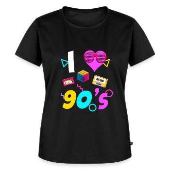 90-talet 90-talet 80-talet - Ekologisk premium-T-shirt dam - svart - Fram - Selfina (174cm)