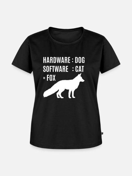 Fuchs Hardware Hund Software Katze - Frauen Premium Bio T-Shirt - Schwarz