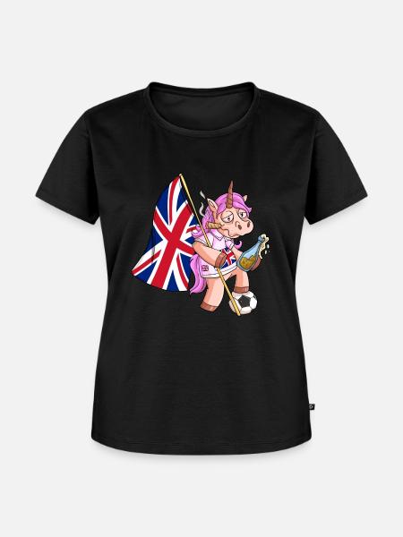 England Party Einhorn - Frauen Premium Bio T-Shirt - Schwarz