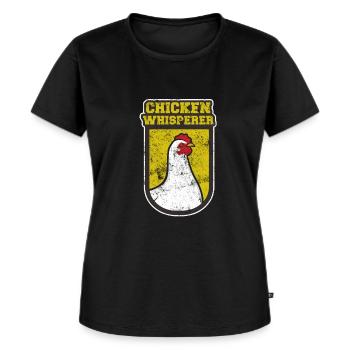 Poules chuchotant drôle poule coq - T-shirt Premium bio Femme - noir - Devant - Selfina (174cm)