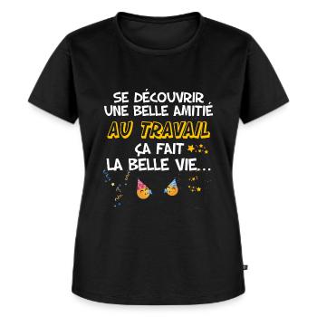 Collègue Amitié Au Travail Homme Ou Femme - T-shirt Premium bio Femme - noir - Devant - Selfina (174cm)