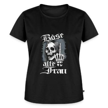 Böse Alte Frau Totenkopf - Frauen Premium Bio T-Shirt - Schwarz - Vorne - Selfina (174cm)