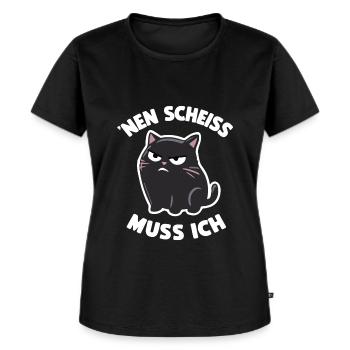 Lustig Katze Cooler Spruch Nen Scheiß Muss Ich - Frauen Premium Bio T-Shirt - Schwarz - Vorne - Selfina (174cm)