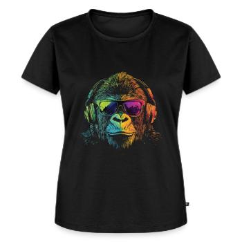 Cooler Affe Mit Sonnenbrille - Frauen Premium Bio T-Shirt - Schwarz - Vorne - Selfina (174cm)
