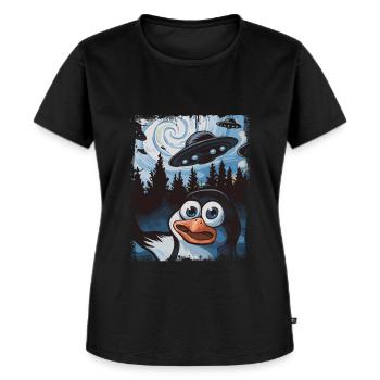 Cooler Lustiger Pinguin - Frauen Premium Bio T-Shirt - Schwarz - Vorne - Selfina (174cm)