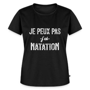 je peux pas j ai natation - T-shirt Premium bio Femme - noir - Devant - Selfina (174cm)