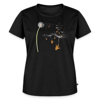 ILY - I LOVE YOU - Pusteblume - Gebärdensprache - Frauen Premium Bio T-Shirt - Schwarz - Vorne - Selfina (174cm)
