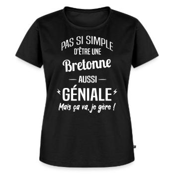 Bretonne - T-shirt Premium bio Femme - noir - Devant - Selfina (174cm)